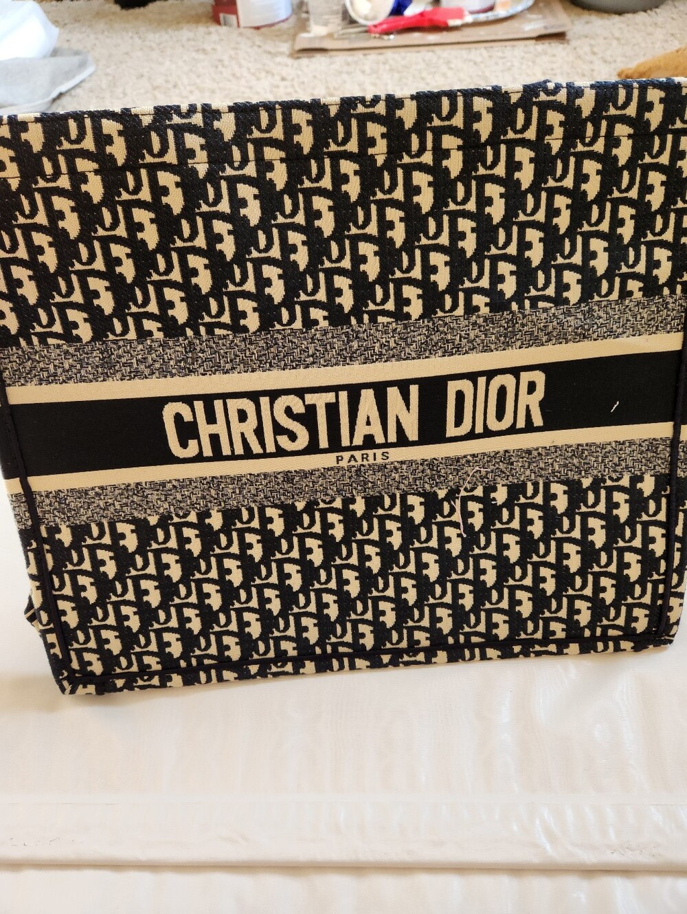 Christian Dior Monogram Canvas Clutch in Black and Cream